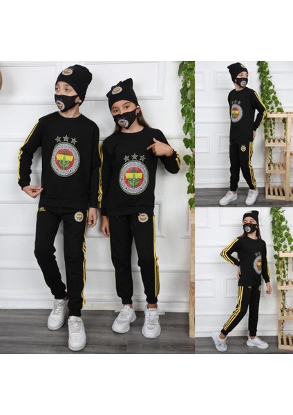 Dörtlü Fenerbahçe Taraftar Eşofman Takım Bereli Maskeli