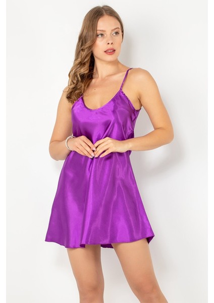 Ince Askılı Mini Saten Gecelik modelleri