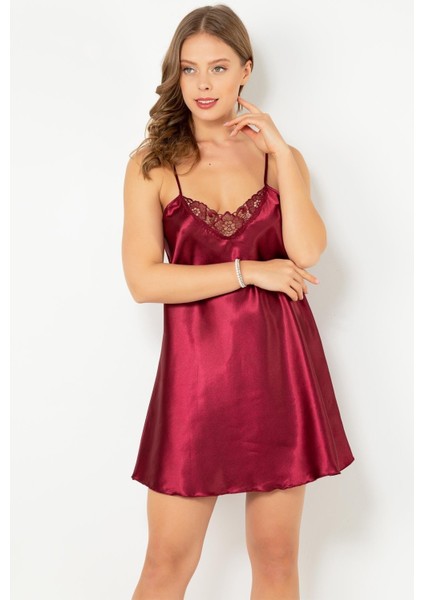 Ince Askılı Güpürlü Mini Saten Gecelik fiyatları