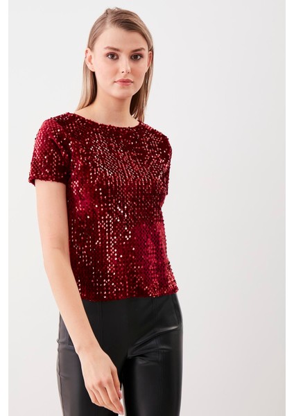 Pul Payetli Kısa Kol Bluz modelleri