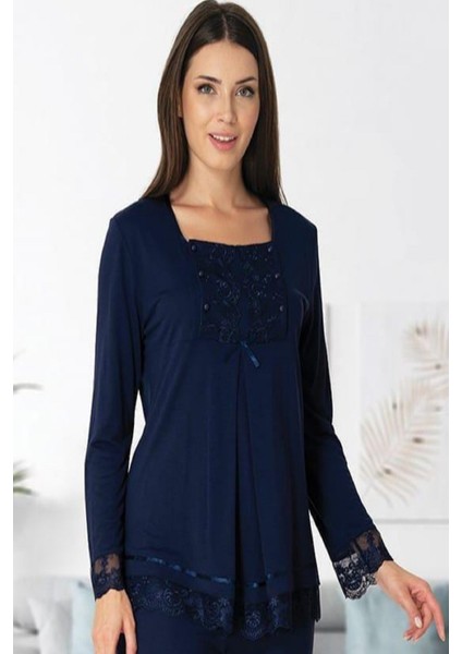 Puerpera Effort Kadın Lacivert Emzirme Özellikli Lohusa Hamile Pijama Takımı 3045 fiyatları