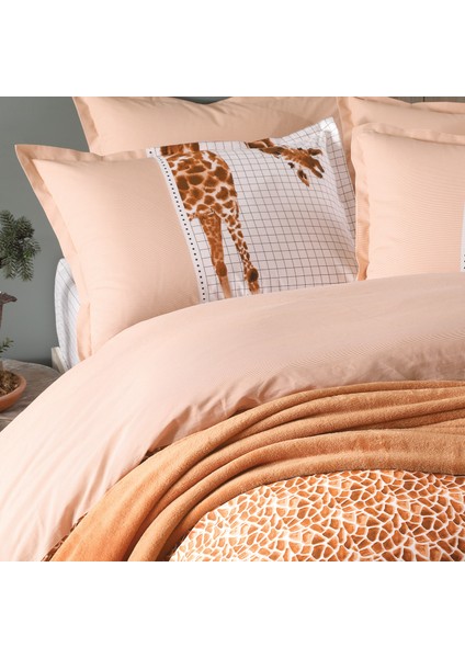 Bedding Giraffe Tek Kişilik Wellsoft Battaniyeli Nevresim Takımı Seti 4 Parça - Kahverengi fiyatları