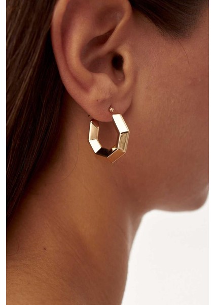 Altıgen Seramik Halka Küpe