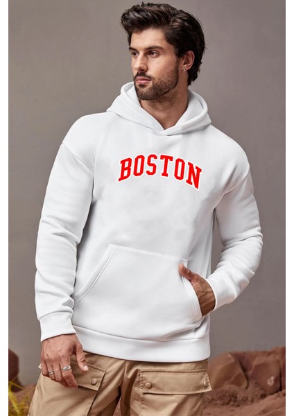 Unisex Boston Baskılı Sweatshirt