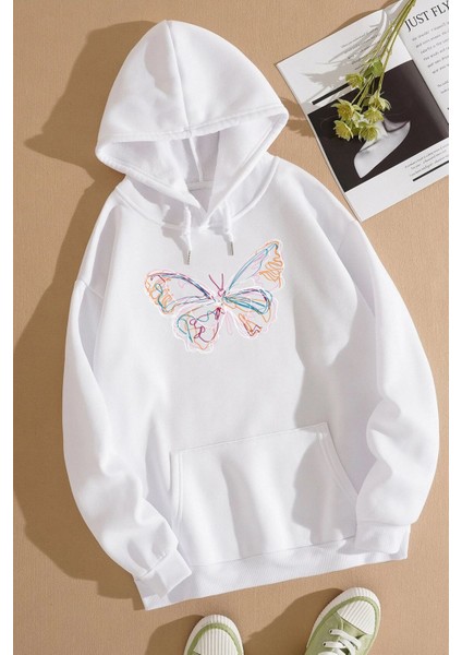 Unisex Butterfly Baskılı Sweatshirt