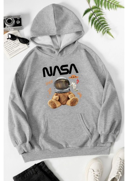 Unisex Nasa Bear Baskılı Sweatshirt