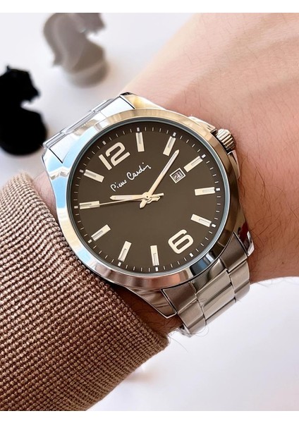 800411F01I Pierre Cardin Çelik Kordon Erkek Kol Saati 30 mt Su Gecirmez + Doğal Taş Bileklik Hediye