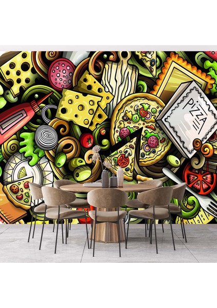 Dekoros tek Parça Duvar Kağıdı Pizza Içinde Kullanılan Malzemeler