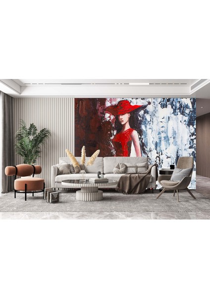 Dekoros tek Parça Şapkalı Kadın Poster Duvar Kağıdı modelleri