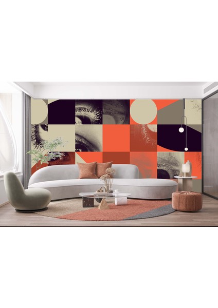 Dekoros tek Parça Geometrik Desen Poster Duvar Kağıdı