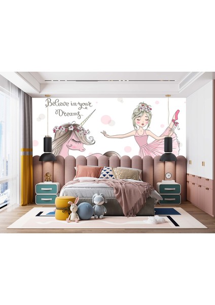 Dekoros tek Parça Balerin Tasarım Çocuk Duvar Kağıdı