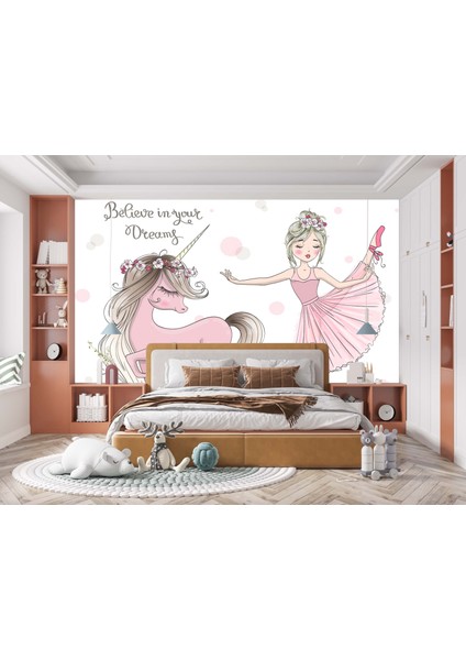 Dekoros tek Parça Balerin Tasarım Çocuk Duvar Kağıdı modelleri