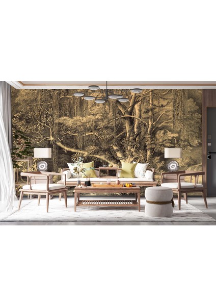 Dekoros tek Parça Doğa Çizimi Ağaçlar ve Nehir Poster Duvar Kağıtları fiyatları