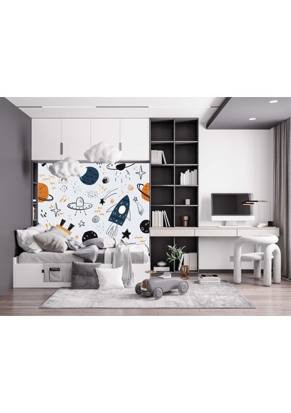 Dekoros tek Parça Gezegenler Çocuk Duvar Kağıdı