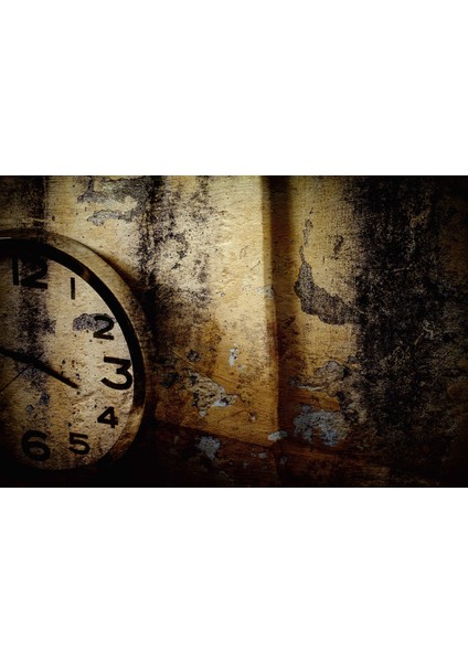 Dekoros tek Parça Saat Eskitme Tasarım Duvar Kağıdı modelleri