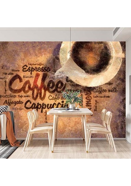 Dekoros tek Parça Kafe Kahve Mottolu Yazılı Duvar Kağıdı modelleri