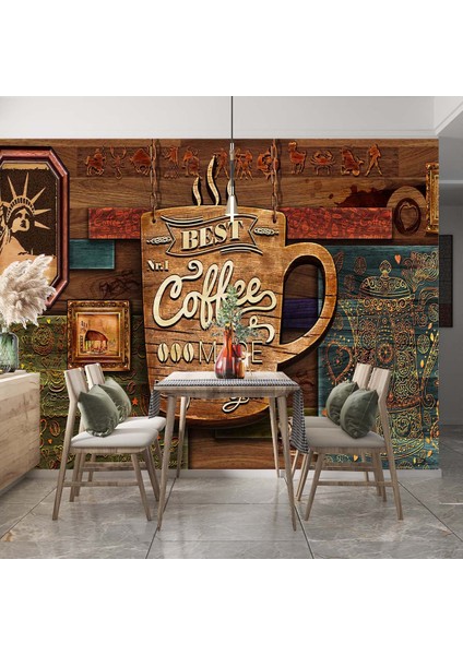 Dekoros tek Parça Kafe Kahve Mottolu Yazılı Duvar Kağıd fiyatları