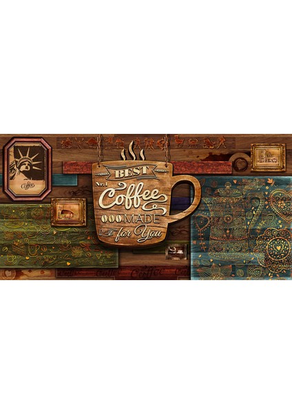 Dekoros tek Parça Kafe Kahve Mottolu Yazılı Duvar Kağıd fırsatları