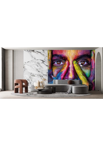 Dekoros tek Parça Boyalı Kadın Kuaför Duvar Kağıdı modelleri