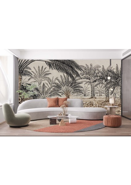 Dekoros tek Parça Palmiye Ağaçları Arabistan Poster Duvar Kağıdı modelleri