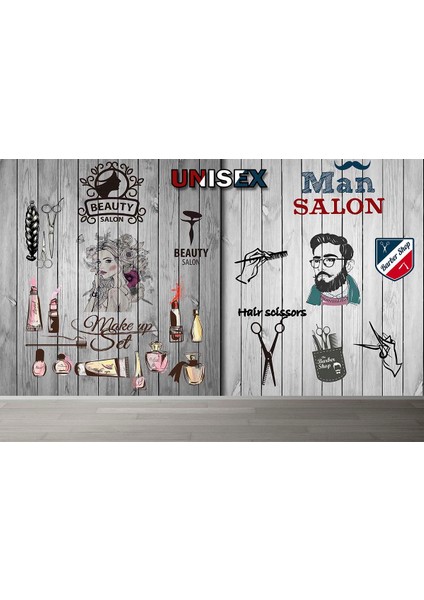 Dekoros tek Parça Duvar Kağıdı Unisex Kuaför Özel Tasarım modelleri