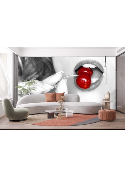 Dekoros tek Parça Kiraz Yiyen Kadın Poster Duvar Kağıdı fiyatları