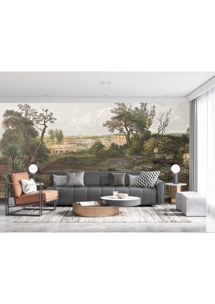 Dekoros tek Parça Doğa Çizimi Ağaçlar Poster Duvar Kağıdı modelleri