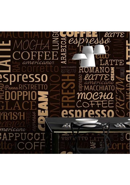 Dekoros tek Parça Kafe Kahve Mottolu Yazılı Duvar Kağıdı modelleri