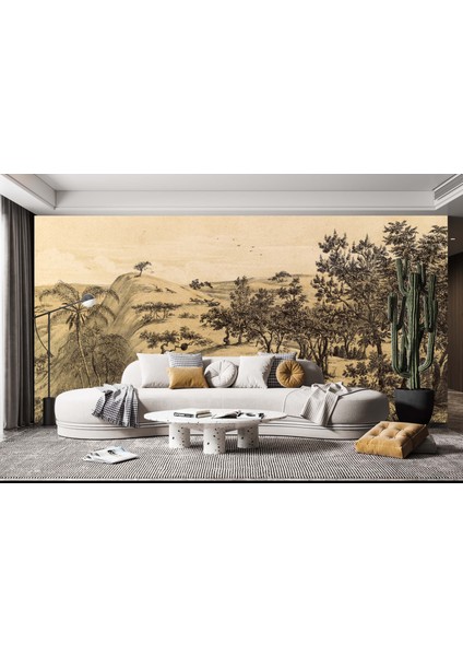 Dekoros tek Parça Doğa Çizimi Orman ve Dağ Poster Duvar Kağıtları fiyatları