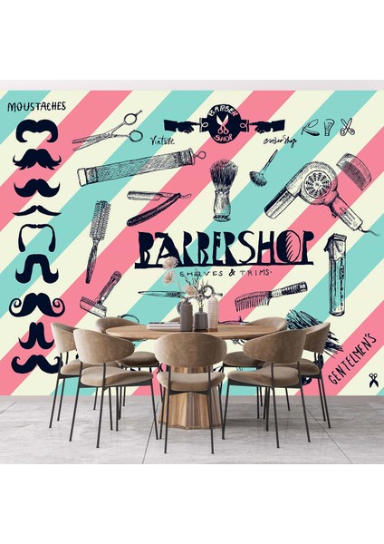 Dekoros tek Parça Duvar Kağıdı Barber Shop Özel Tasarım modelleri