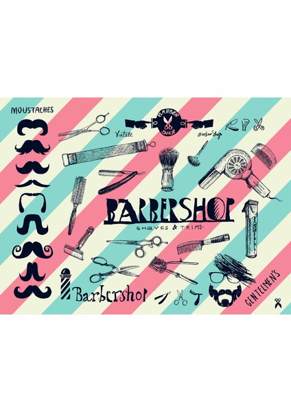 Dekoros tek Parça Duvar Kağıdı Barber Shop Özel Tasarım fırsatları