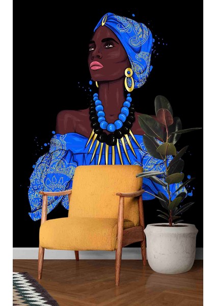 Dekoros tek Parça Afrikalı Kadın Duvar Kağıdı V1735 modelleri