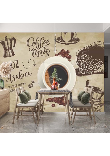 Dekoros tek Parça Kafe Kahve Mottolu Yazılı Duvar Kağıdı fiyatları