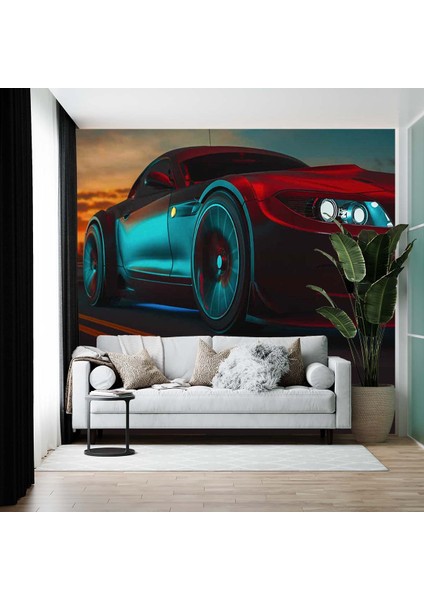 Dekoros tek Parça Duvar Kağıdı 3D Araba