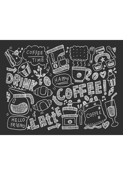 Dekoros tek Parça Kafe Kahve Mottolu Yazılı Duvar Kağıdı