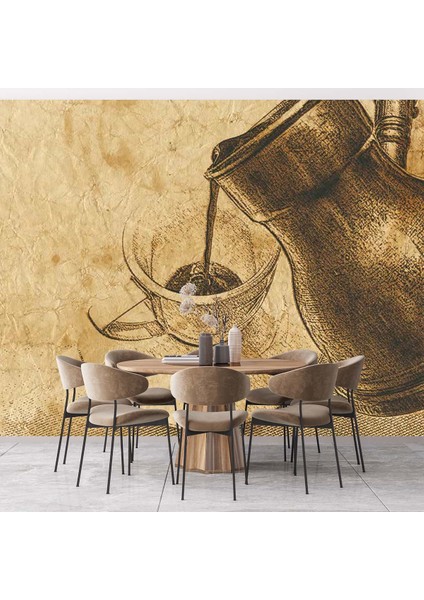 Dekoros tek Parça Kafe Kahve Mottolu Yazılı Duvar Kağıdı modelleri