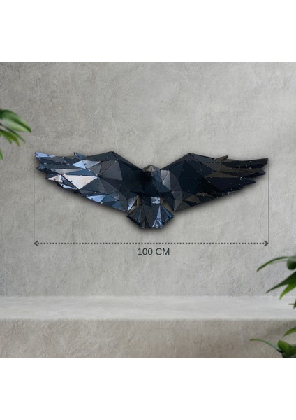 Kartal -Metal - 3d Handmade Eagle - 100 Cm Antrasit
