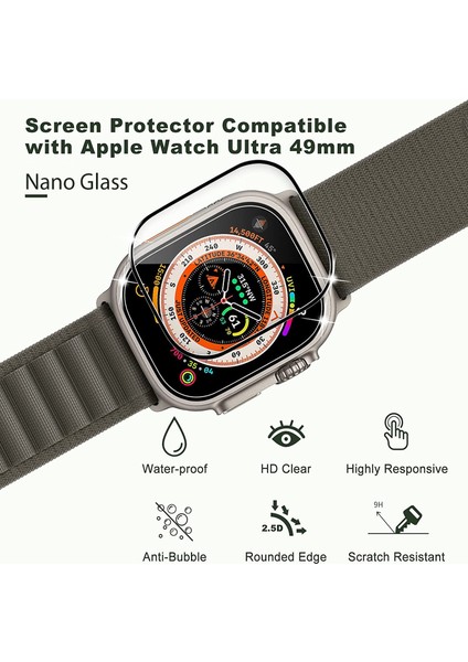 Apple Watch Ultra 49MM Tam Kaplayan Çerçeveli Ekran Koruyucu
