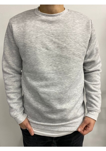 Erkek Gri Basic Üç Iplik Sweatshirt modelleri