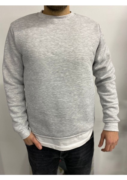 Erkek Gri Basic Üç Iplik Sweatshirt fırsatları