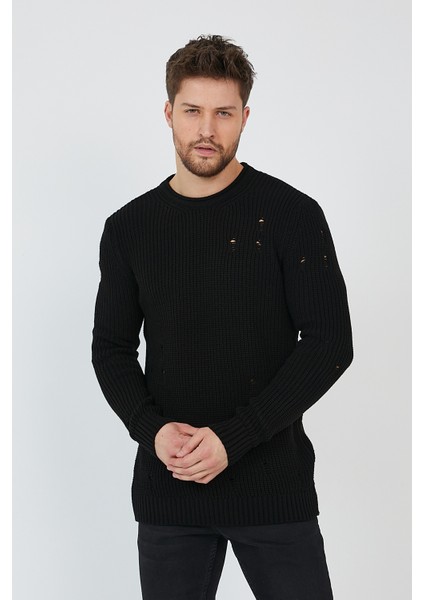Siyah Erkek Destroylu Modelli Triko KAZAK-TRZ8141R06XL