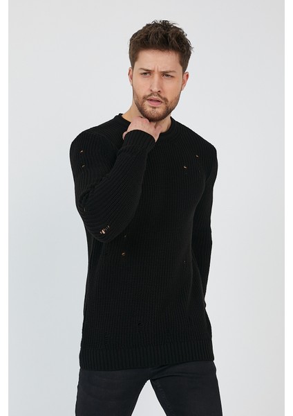 Siyah Erkek Destroylu Modelli Triko KAZAK-TRZ8141R06XL fiyatları