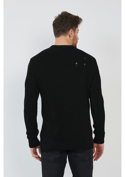 Siyah Erkek Destroylu Modelli Triko KAZAK-TRZ8141R06XL fırsatları