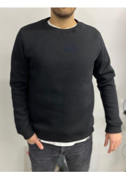 Estrella Erkek Siyah Basic Üç Iplik Kalın Sweatshirt modelleri