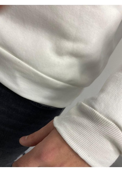 Estrella Erkek Basic Beyaz Üç Iplik Kalın Düz Renk Sweatshirt fiyatları