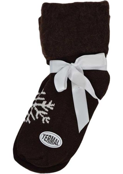 Kadın Extra Kalın Yünlü Kar Tanesi Desenli Termal Çorap
