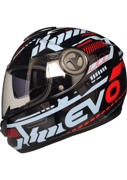 Free-M 913 Evo Kırmızı Güneş Vizörlü Kapalı Kask(Şeffaf Camlı)