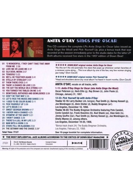 Anita O'day – Anita Sings For Oscar + Pick Yourself Up CD