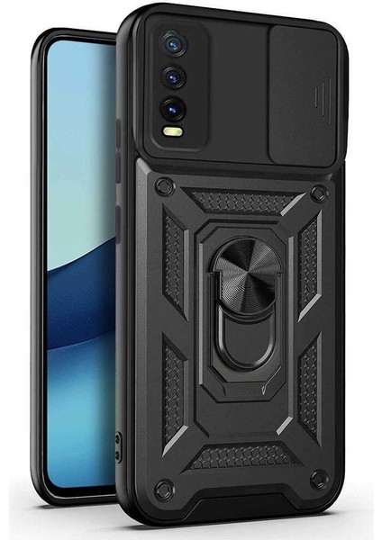 Vivo Y11S Kılıf Yüzüklü Standlı Kamera Korumalı Pars
