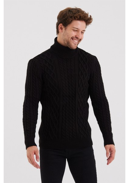 Erkek Siyah Örgü Desenli Triko KAZAK-TRZ8152R05S indirimleri